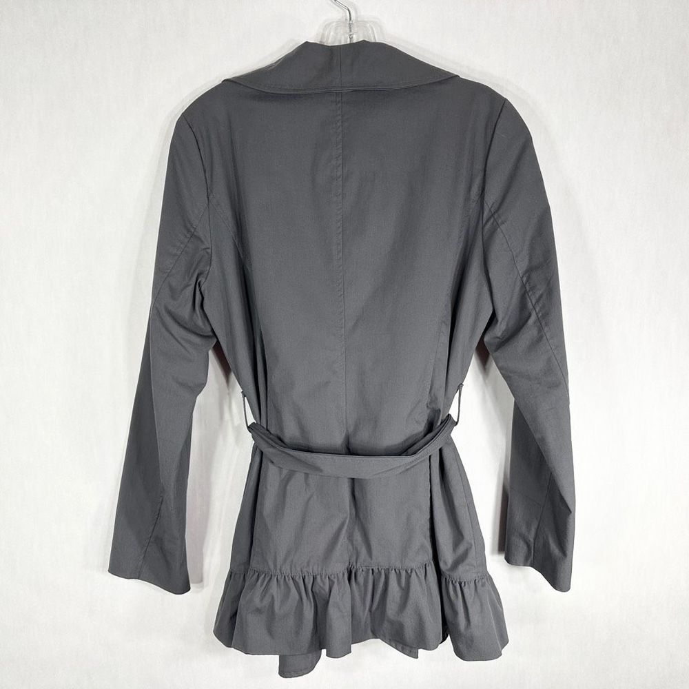 Sandro Studio Medium Jacket Gray Ruffled Long Coa… - image 2